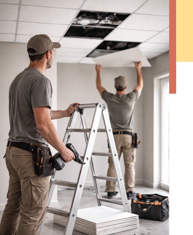 Обслуживание подвесного потолка в Ирбите от 3848 руб. — быстро и недорого | ОТДЕЛОЧНИК-Рбт