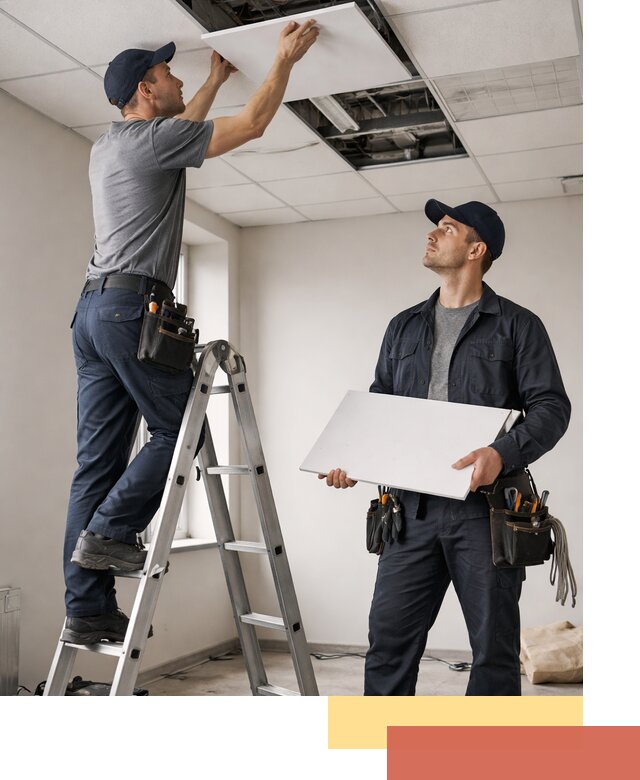 Обслуживание подвесного потолка в Ирбите — ремонт и чистка