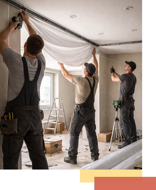 Монтаж парящего натяжного потолка под ключ в Ирбите