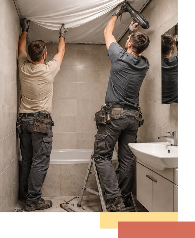 Монтаж натяжного потолка в ванной в Ирбите быстро и качественно