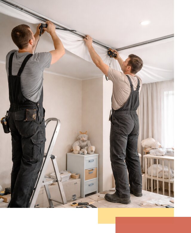 Монтаж натяжного потолка в детской комнате в Ирбите