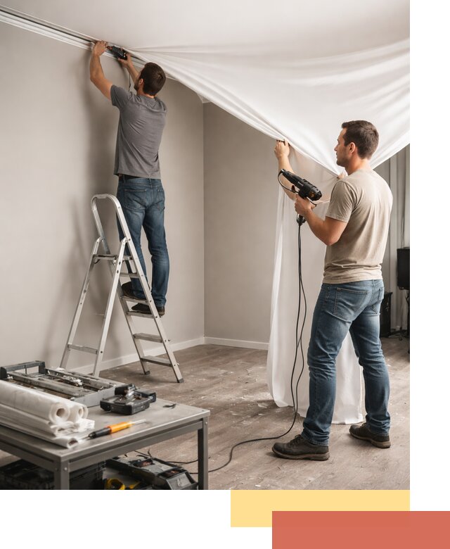 Монтаж натяжного потолка в студии в Ирбите