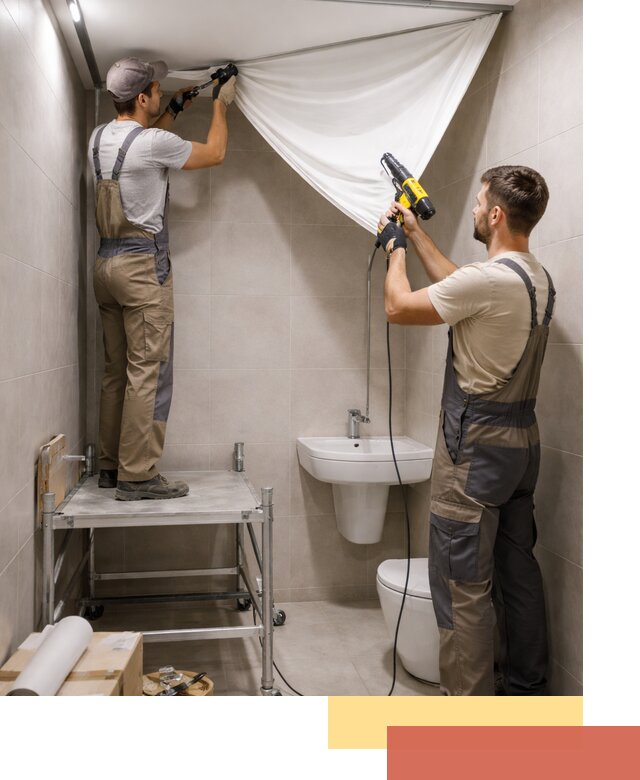 Монтаж натяжного потолка в санузле в Ирбите