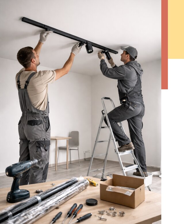 Установка трековых светильников в натяжной потолок в Ирбите от 4617 руб. | ОТДЕЛОЧНИК-Рбт