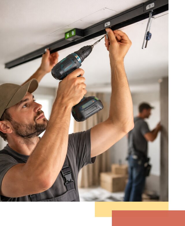 Установка трековых светильников в натяжной потолок в Ирбите