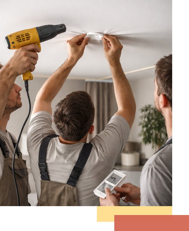 Ремонт прокола полотна натяжного потолка в Ирбите