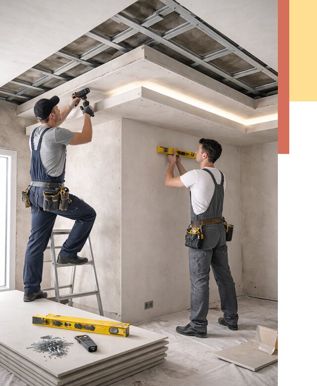 Двухуровневый потолок из гипсокартона в Ирбите от 1594 руб. под ключ | ОТДЕЛОЧНИК-Рбт