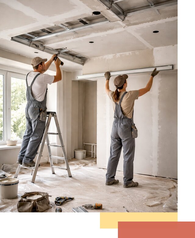 Монтаж многоуровневого потолка из гипсокартона в Ирбите