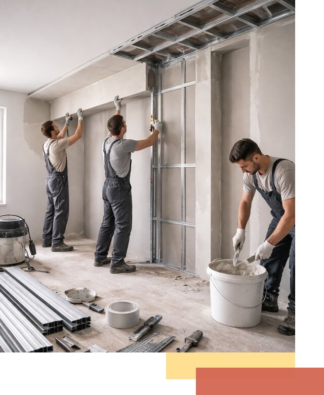 Монтаж потолка из гипсокартона с нишей в Ирбите