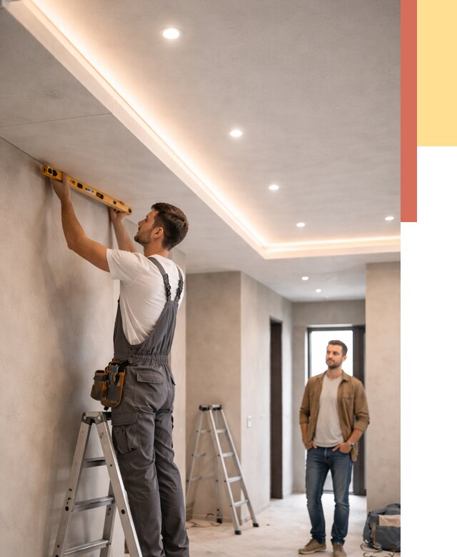 Потолок из гипсокартона с подсветкой в Ирбите от 824 руб./м2 под ключ | ОТДЕЛОЧНИК-Рбт