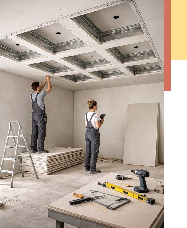 Кессонный потолок из гипсокартона в Ирбите от 2034 руб. — монтаж и под ключ | ОТДЕЛОЧНИК-Рбт