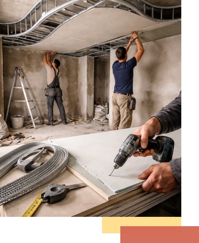 Криволинейный потолок из гипсокартона в Ирбите — монтаж и отделка