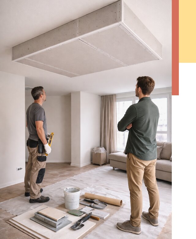 Короб на потолке из гипсокартона в Ирбите от 2418 руб. — монтаж и услуги под ключ | ОТДЕЛОЧНИК-Рбт