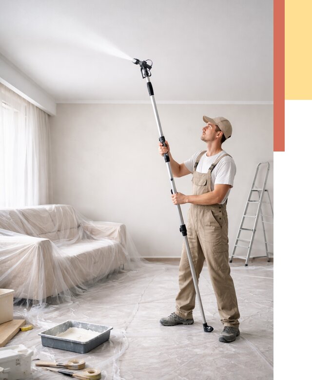 Покраска потолка краскопультом в Ирбите от 4947 руб. быстро и недорого | ОТДЕЛОЧНИК-Рбт