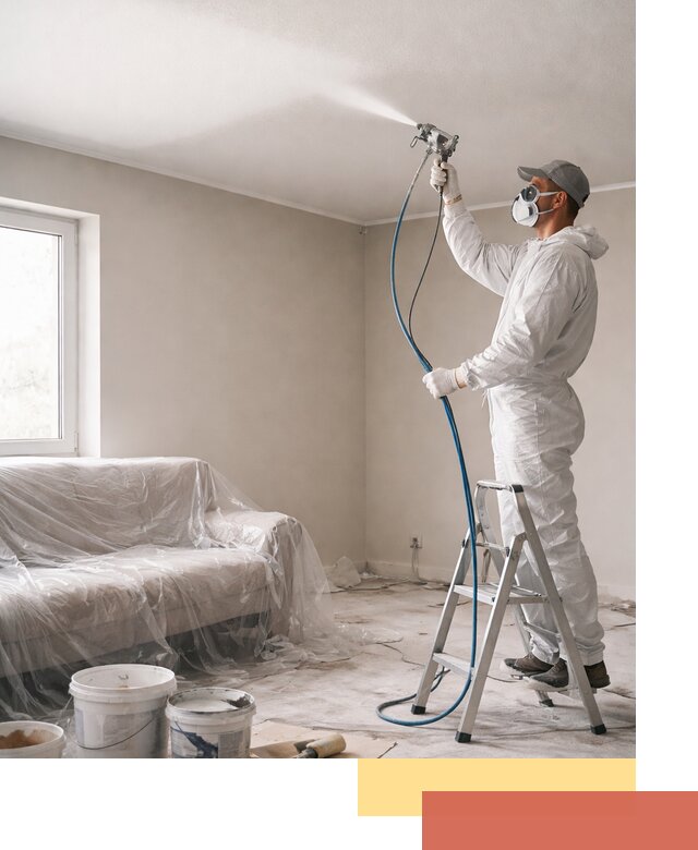 Покраска потолка краскопультом в Ирбите быстро и качественно