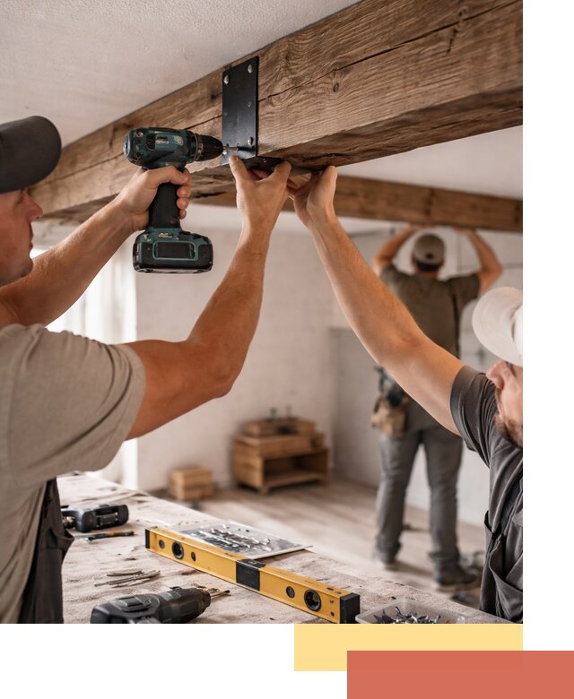 Монтаж декоративных потолочных балок в Ирбите