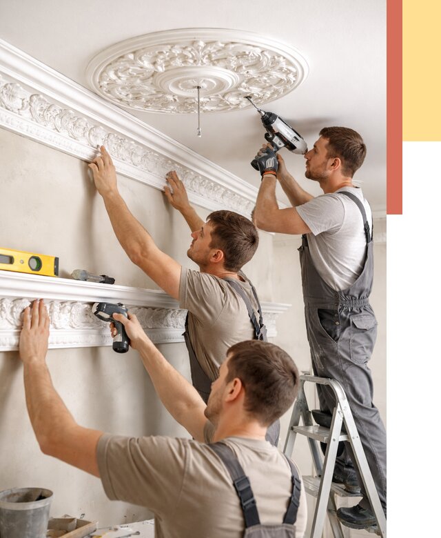 Монтаж лепнины на потолок в Ирбите от 3518 руб. быстро и недорого | ОТДЕЛОЧНИК-Рбт