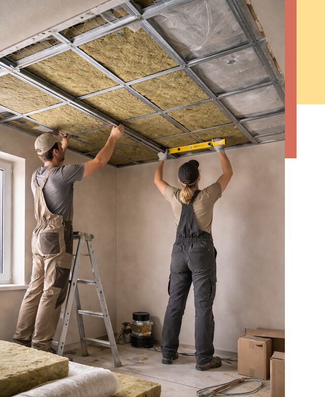 Шумоизоляция потолка в Ирбите от 1374 руб. под ключ — услуги ОТДЕЛОЧНИК-Рбт